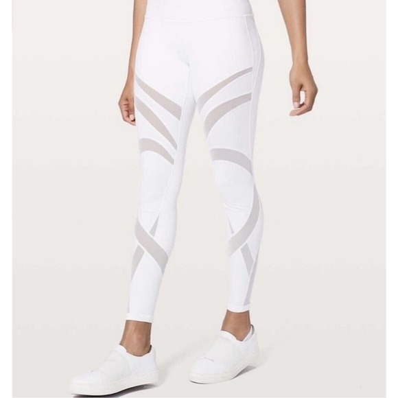 NWT LULULEMON Wunder Under HR 7/8 (28") Tight Mesh Sz8 White - Picture 1 of 7